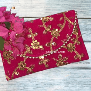 Bolso bordado Zari Work hecho a mano para uso festivo Bolso de mano bordado para mujer - Product Image 4