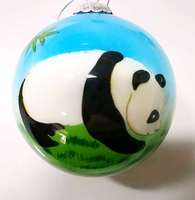 Panda géant du trésor national chinois boule de Noël en verre peint ornements d'arbre peints à la main