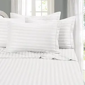 Custom Logo Jacquard Customized Bedspread Hotel Linen Cotton Top Flat Sheet Bedding Four Sets