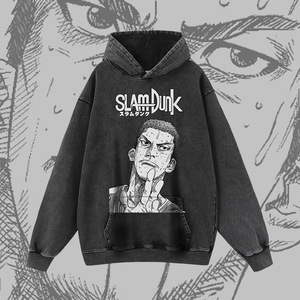 เสื้อฮู้ดผู้ชายสไตล์ญี่ปุ่นลายการ์ตูนอนิเมะคลาสสิก พิมพ์ลายแบบวินเทจ ซักน้ำทำให้ดูเก่า สำหรับฤดูใบไม้ร่วงและฤดูหนาว ผู้หญิงใส่ได้ - Product Image 2