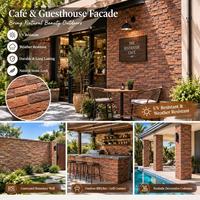 Panneau mural en pierre flexible, aspect brique, texture 3D, résistant aux UV, pour les magasins éphémères et les façades de cafés