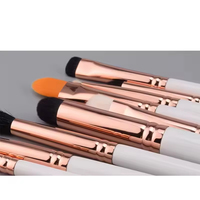 Ensemble de 10 pinceaux de maquillage pour les yeux, poils de chèvre, manche en bois, tube en cuivre, avec crayon à sourcils, logo personnalisé