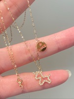 Collier pendentif cheval au galop Lerca en diamant naturel, or jaune 18 carats, porte-bonheur, bijoux fins pour femme au quotidien