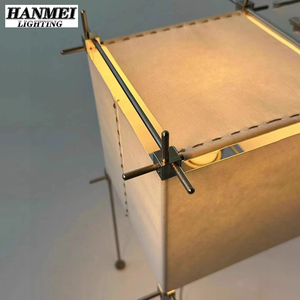 Lámpara de Mesa Retro Moderna Hecha a Mano, Fuente de Luz LED Minimalista E27, Aluminio y Papel, Cuadrada, Decorativa para Sala de Estar HM-GM-GZ035T E27 B - Product Image 5