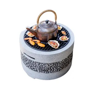 Churrasqueira japonesa hibachi, grelha para churrasco com aquecimento de varanda com caixa de malha de metal