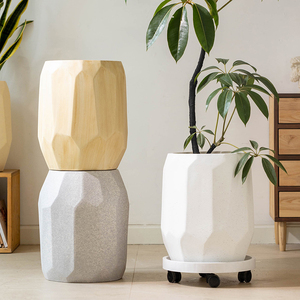 Pot de fleurs moderne <span class=keywords><strong>en</strong></span> argile de magnésie, léger, <span class=keywords><strong>en</strong></span> béton, grand, rond, pour extérieur, intérieur, balcon, jardin, décoration, fabrication OEM/ODM - Product Image 4