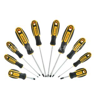 Screwdriver Set Phillips Flathead Magnetic Chrome Vanadium Steel Industrial Grade Anti-Slip Handle 10 Pcs - Product Image 1