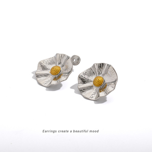 Hoa tai bạc chất lượng cao mạ vàng với kẹp tai phong cách tinh tế và hợp thời trang không có lỗ - Product Image 6