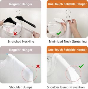 Folding PP Eco-Friendly Clothes Hanger Portable Laundry <b>Drying</b> <b>Rack</b> Wide Shoulder Design Saving Wardrobe Clothing Organizer - Product Image 3