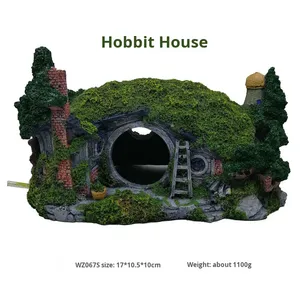 Casetta Paesaggistica in Resina Sintetica per Acquario, Rifugio per Pesci e Gamberetti, Casa per Granchi Eremiti e Insetti, Casetta sull'Albero Stile Hobbit - Product Image 5