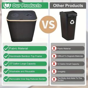 Contenedor de Reciclaje Plegable Doble de 140L para Cocina, 2 Bolsas Extraíbles, Cesto de Basura, Cesto de <span class=keywords><strong>Ropa</strong></span> Plegable - Product Image 3