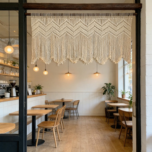 Paravent en macramé <span class=keywords><strong>à</strong></span> franges irrégulières, directement de l'usine, pour les studios de design d'intérieur et les marques hôtelières - Product Image 1