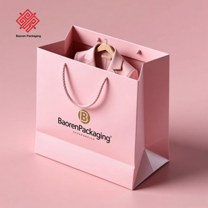 Baoren luxe laminé écologique matériaux recyclés sacs en papier de style classique poignées à cordon pour vêtements chaussettes dégradé - Product Image 4