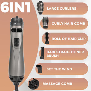 Cepillo de aire caliente 6 en 1 multifuncional para peinar el cabello con iones negativos para alisar y rizar el cabello - Product Image 1