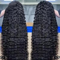 Wig Rambut Manusia Keriting Burma Kepadatan 250% 100% 13x6 Hd Lace Frontal Wig Brazilian Loose Deep Wave 13x4 Lace Front Wig untuk Wanita
