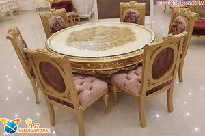 Muebles de comedor pulidos de oro antiguo clásico, mesa de comedor hecha a mano de madera perfecta, juego de comedor artesanal de madera Victoriana - Product Image 5