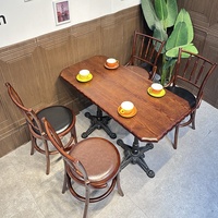 Ensemble de chaises de table en bois massif American Retro Café Vintage Industrial Restaurant Square Table Dining Snack Dessert Shop Furniture