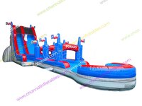 Structure gonflable de course aquatique de haute qualité avec toboggan, module combiné et parcours d'obstacles, conception connectée, jeu gonflable extérieur complet