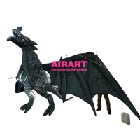 Modèle de dragon bleu gonflable décoratif suspendu, accessoires de ballon de mascotte de dragon de mouche gonflable