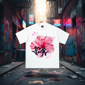 เสื้อยืดเด็กทรงบ็อกซี่ลายกราฟฟิตี้ดอกชบา แขนสั้น โอเวอร์ไซส์ สไตล์สตรีทแวร์ สำหรับฤดูใบไม้ผลิและฤดูร้อน ผ้าคอตตอนเจอร์ซีย์ 100% คอกลม - Product Image 2