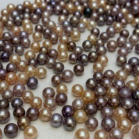 Perles d'eau douce Edison naturelles de qualité AAAA, 8-9 mm, de couleur violette et pêche, de forme ronde, sans trou, pour la création de bijoux