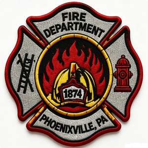 Phoenixville Pa Fire Department Embroidered Patch Iron-On Applique Irregular Shape Woven Fabric Decorative Patch - Product Image 2