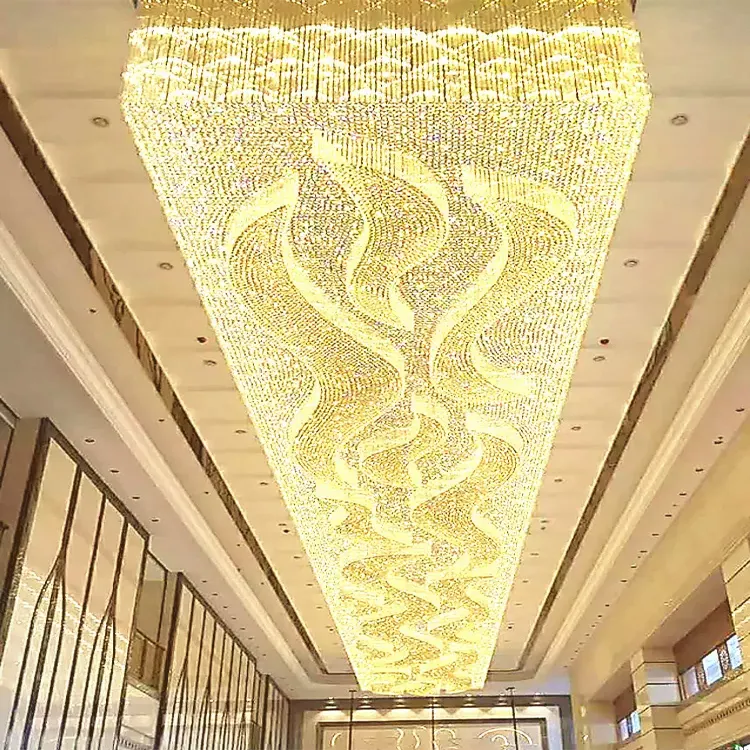 Lampadario moderno personalizzato di fabbrica Hall Hotel grande lungo Hotel Hall lampadari LED nordico nero vetro chiaro