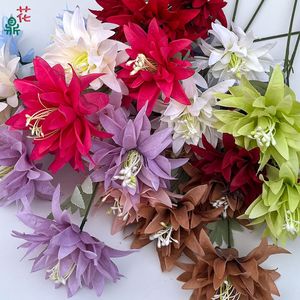 Fleur artificielle de chrysanthème à trois têtes, 30 cm, 100 cm, en soie, pour décoration de mariage, écologique - Product Image 2