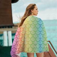 Grande serviette de plage personnalisée en microfibre recyclée à séchage rapide pour cadeau promotionnel