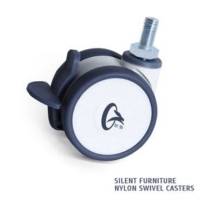 Rodízio Giratório com Eixo Rosqueado de 50mm, 65mm, 75mm, 100mm, 125mm, Rodas de Nylon para Uso Médico com Freio - Product Image 4