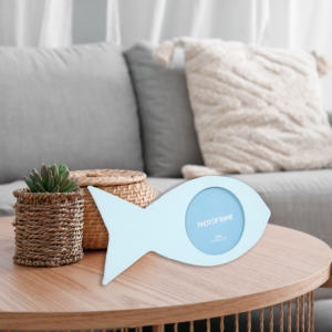 إطار صور صيفي على شكل سمكة MDF 4x4 بوصة على شكل سمكة زرقاء فاتحة لتزيين المقهى المنزلي - Product Image 3