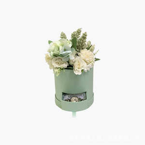 Boîte à fleurs en carton ronde, petite, unie, avec tiroir, très vendue - Product Image 4