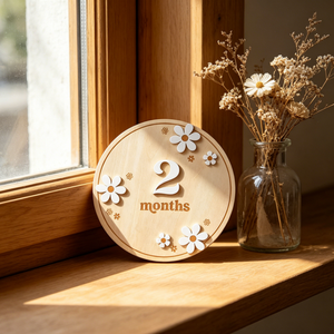 Nouveauté : Accessoires photo pour baby shower, cadeaux, plaque d'annonce de naissance <span class=keywords><strong>en</strong></span> bois motif marguerite, panneaux de jalons mensuels <span class=keywords><strong>en</strong></span> bois pour nouveau-né - Product Image 3