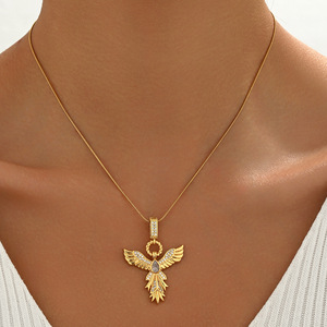 Collar de Moda con Alas de Ángel, Colgante de Alas de Fénix, Cadenas de Aleación para Mujer, No se Caen, Auspiciosas y Delicadas - Product Image 3