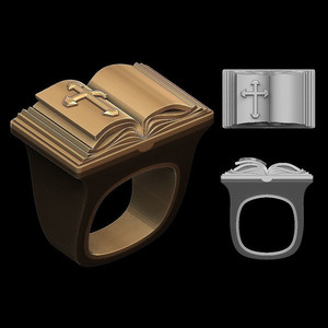 Anillo de Cruz Cristiana H168, Anillo de Moda Unisex de Latón, Joyería de Regalo - Product Image 1