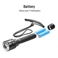 Lampe de plongée LED étanche IP68 à haut lumen, rechargeable, longue portée, torche en aluminium pour l'exploration marine et les activités aquatiques