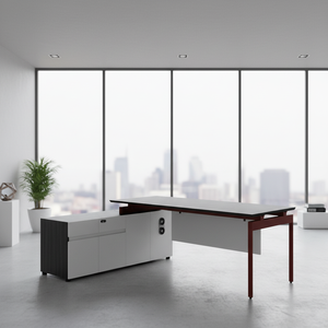 مكتب مكتبي قابل للطي متوسط الحجم، هيكل خشبي متين، إطار من الألومنيوم، مساحة تخزين داخلية، مكتب مكتبي عصري - Product Image 4