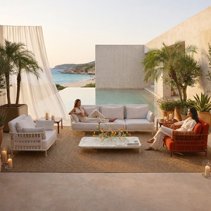 Sofá de Exterior Moderno y Lujoso, Muebles de Jardín de Aluminio con Cuerda Tejida a Mano para <span class=keywords><strong>Terraza</strong></span> de Hotel, Villa y Piscina de Resort - Product Image 1