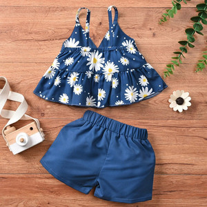 Vêtements d'été pour bébé, robe fleurie pour bébé fille, ensemble hauts + bandeau court à imprimé floral - Product Image 3