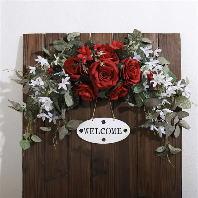 Guirnalda Floral Artificial para boda, arco de flores de 76CM, apariencia delicada, para Lintel, hojas verdes, decoración de puerta
