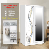 Armoire de chambre en acier avec miroir, armoire métallique domestique avec porte coulissante et tiroir, vente en gros d'usine Jslocker
