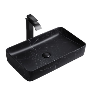 Rectangular Ceramic Matt Black Basin Countertop Porcelain Vanity Bathroom Sinks