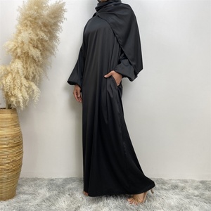 6675# Ramadan Popular Design Satin Material Modest Attached Scarf With Pockets Women Classy Prayer <b>Dress</b> New Fashion Clothing - Product Image 6