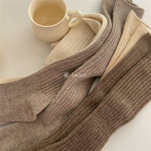 Chaussettes <span class=keywords><strong>en</strong></span> laine IOULOR pour <span class=keywords><strong>femme</strong></span>, style japonais, hauteur genou, couleur café, épaisses, double tricot, vente <span class=keywords><strong>en</strong></span> gros - Product Image 4