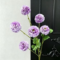 6 Têtes de fleurs artificielles Hibiscus Lilas en soie pour allée de mariage, photographie extérieure, événements, spectacles et arrangements en gros