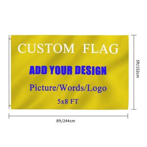 Drapeau national personnalisé en polyester écologique 5x8 pi/150x240 cm, bannière extérieure personnalisée avec double couture et œillets en laiton pour le camping - Product Image 2