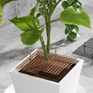 Ensemble <span class=keywords><strong>de</strong></span> 4 protections <span class=keywords><strong>de</strong></span> pots <span class=keywords><strong>de</strong></span> fleurs anti-basculement pour intérieur et extérieur, avec 8 étiquettes <span class=keywords><strong>de</strong></span> plantes en bois - Product Image 5