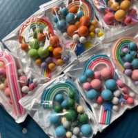 26 pièces/sac, décorations de gâteau en forme de boule, étoile et arc-en-ciel, ensemble de boules artificielles pour macarons, fournitures de décoration de gâteaux