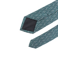 Cravate pour homme en microfibre tissée sur mesure, motif géométrique, bleu et blanc, en polyester, vente en gros Chine