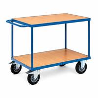 Chariot silencieux à quatre roues à double plateau, à roulement silencieux, pour usage industriel en entrepôt, personnalisable OEM